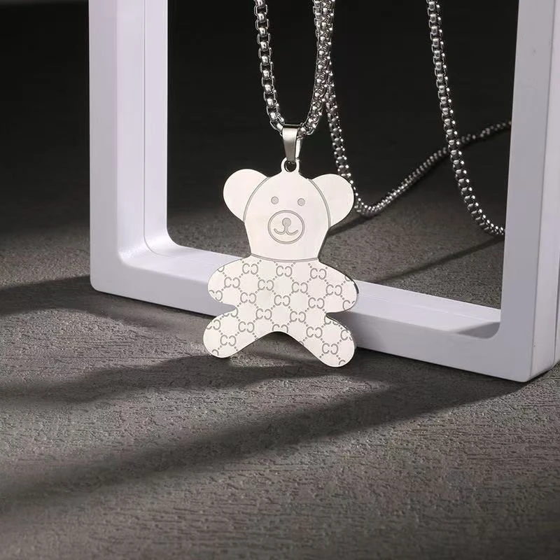 钛钢吊坠 小熊吊坠潮秋冬季小众设计感时尚个性潮毛衣链139