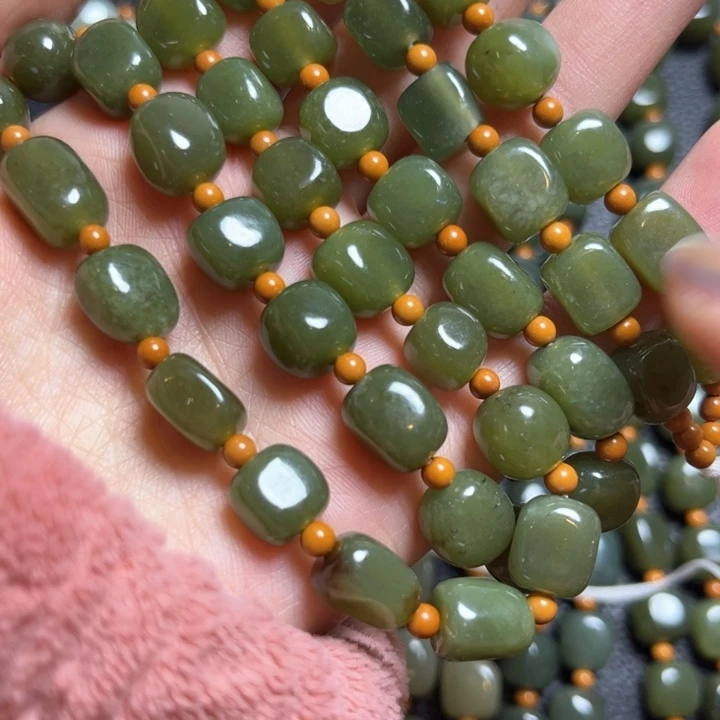 和田玉颈饰9K金镶嵌