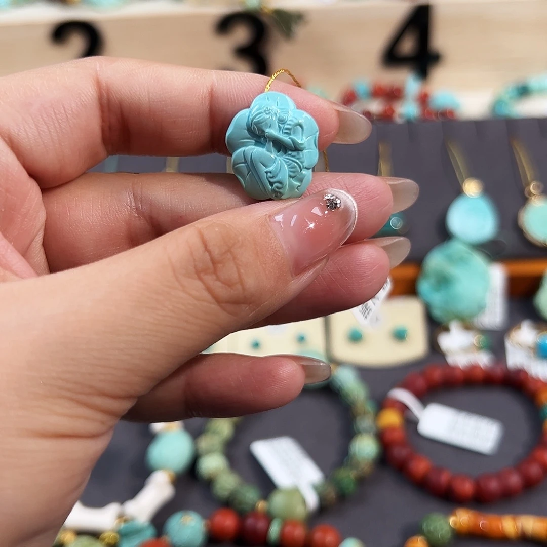 绿松石未镶嵌把件花精灵配饰