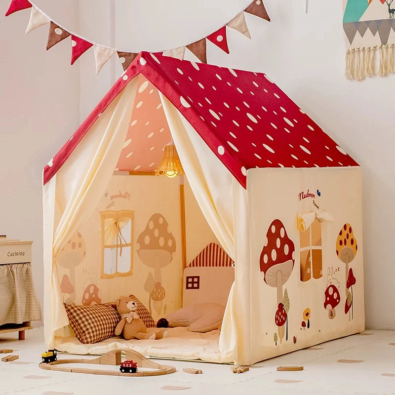 新款儿童蘑菇屋帐篷公主小房子男女孩游戏屋家用玩具小屋室内城堡