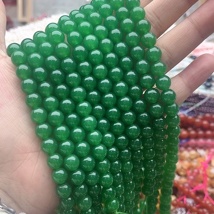 玛瑙/玉髓珠宝半成品未镶嵌一条8mm左右和田碧玉