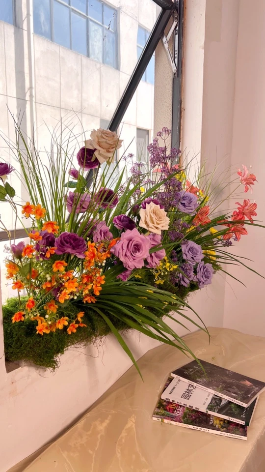 仿真花场景布置橱窗店铺窗台装饰