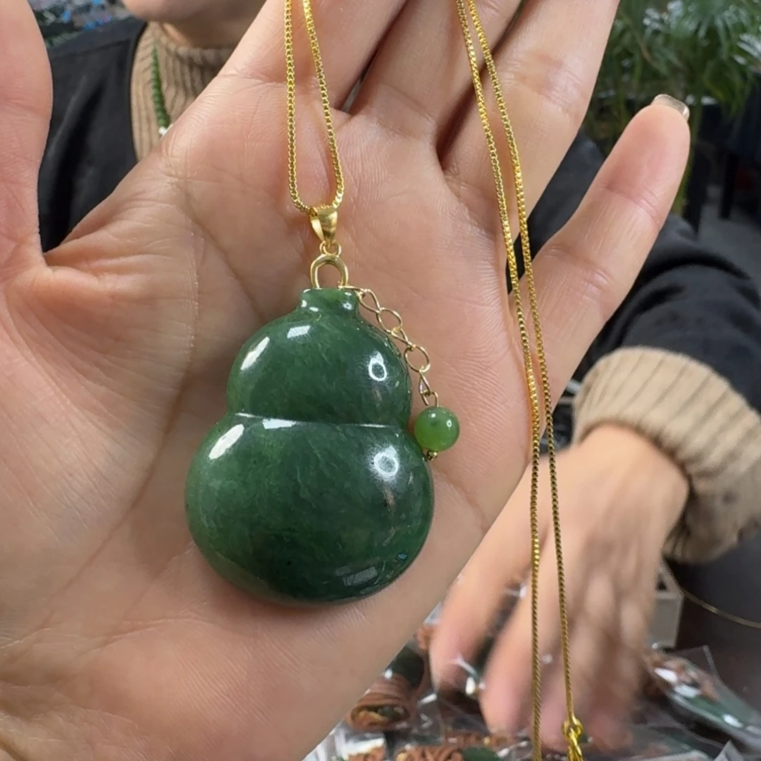 和田玉（碧玉）银S925镶嵌颈饰