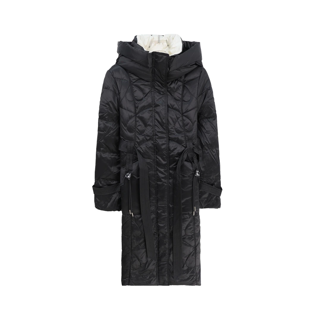 新款白鸭绒连帽收腰显瘦中长款腰带加厚羽绒服外套U85