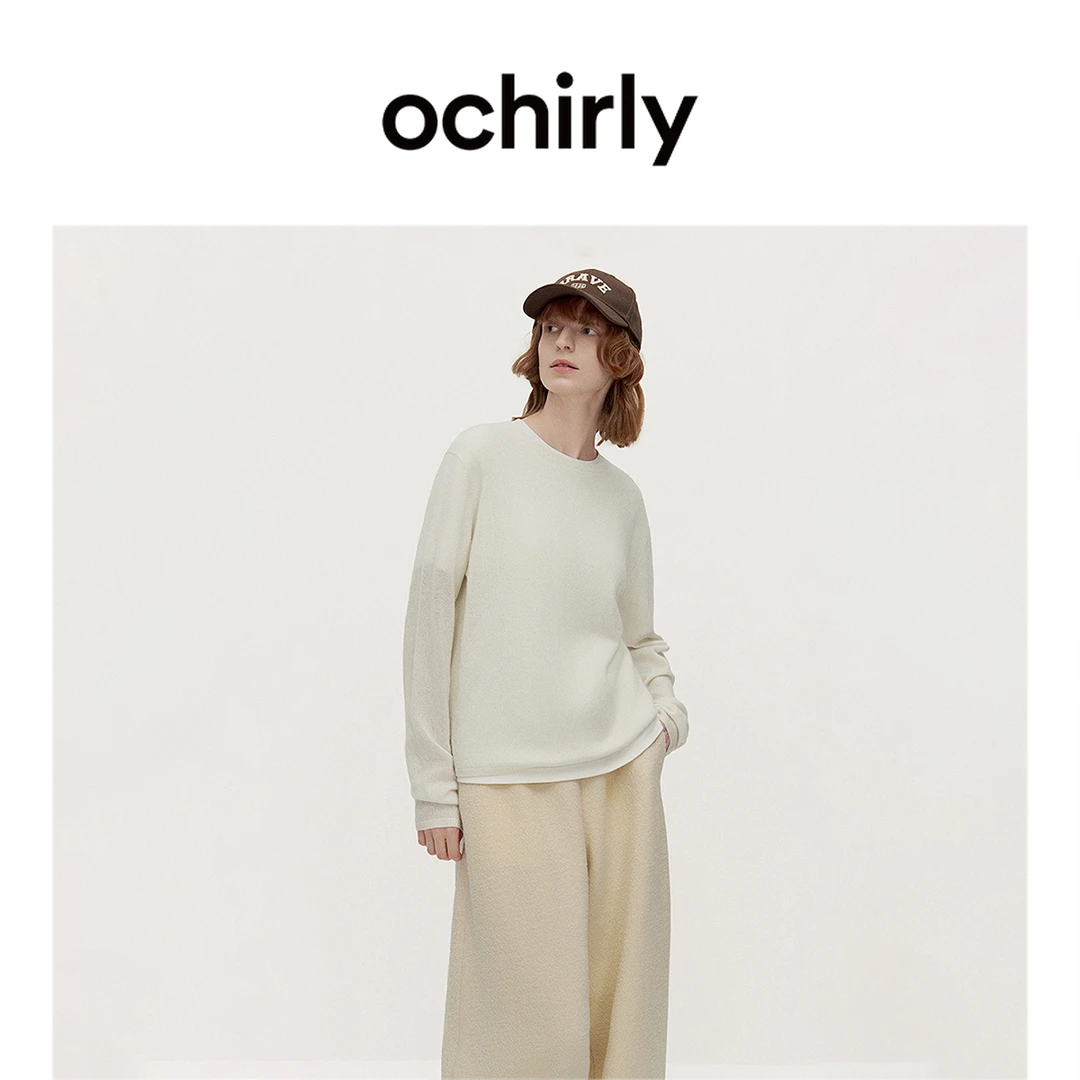 【可机洗100%羊绒衫】ochirly欧时力飘带套头毛衣保暖上衣新款