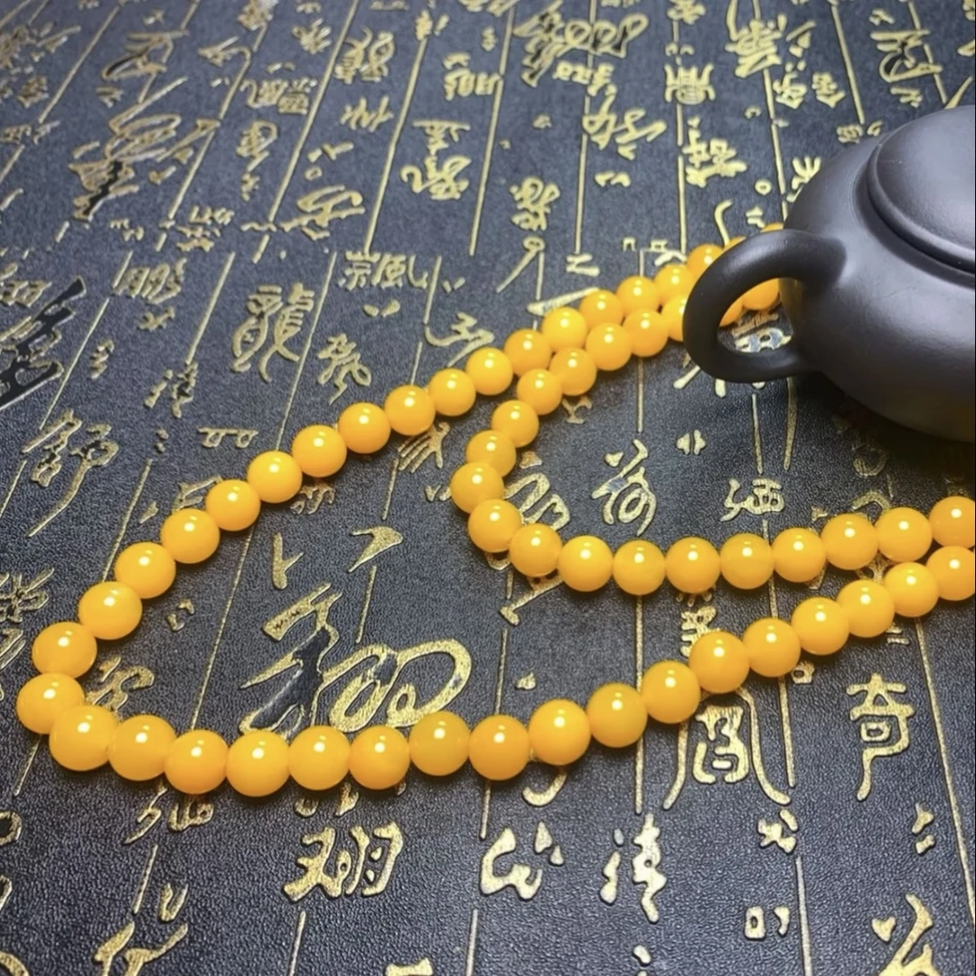 卡7-8mm88颗左右鸡油黄翡翠珠链定制链接