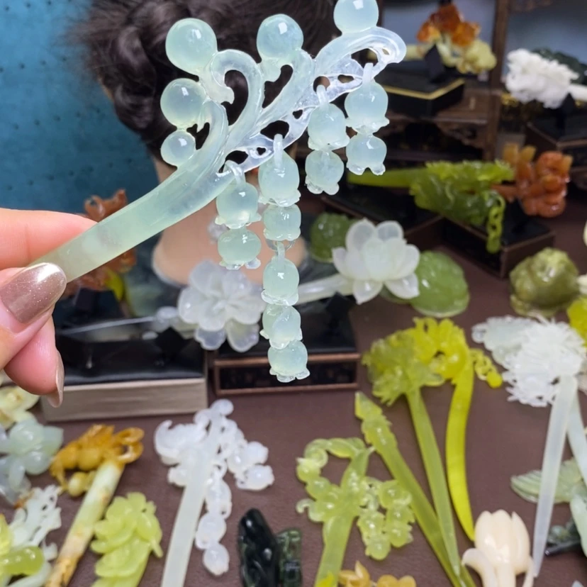 【闪购商品】岫玉发簪发簪盘发发簪未镶嵌冬*