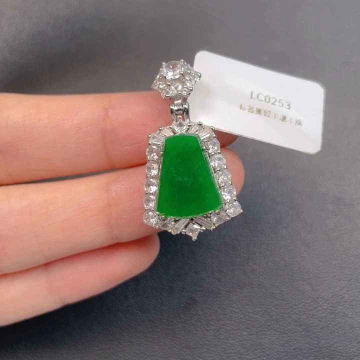 翡翠银S925镶嵌吊坠(不含链)