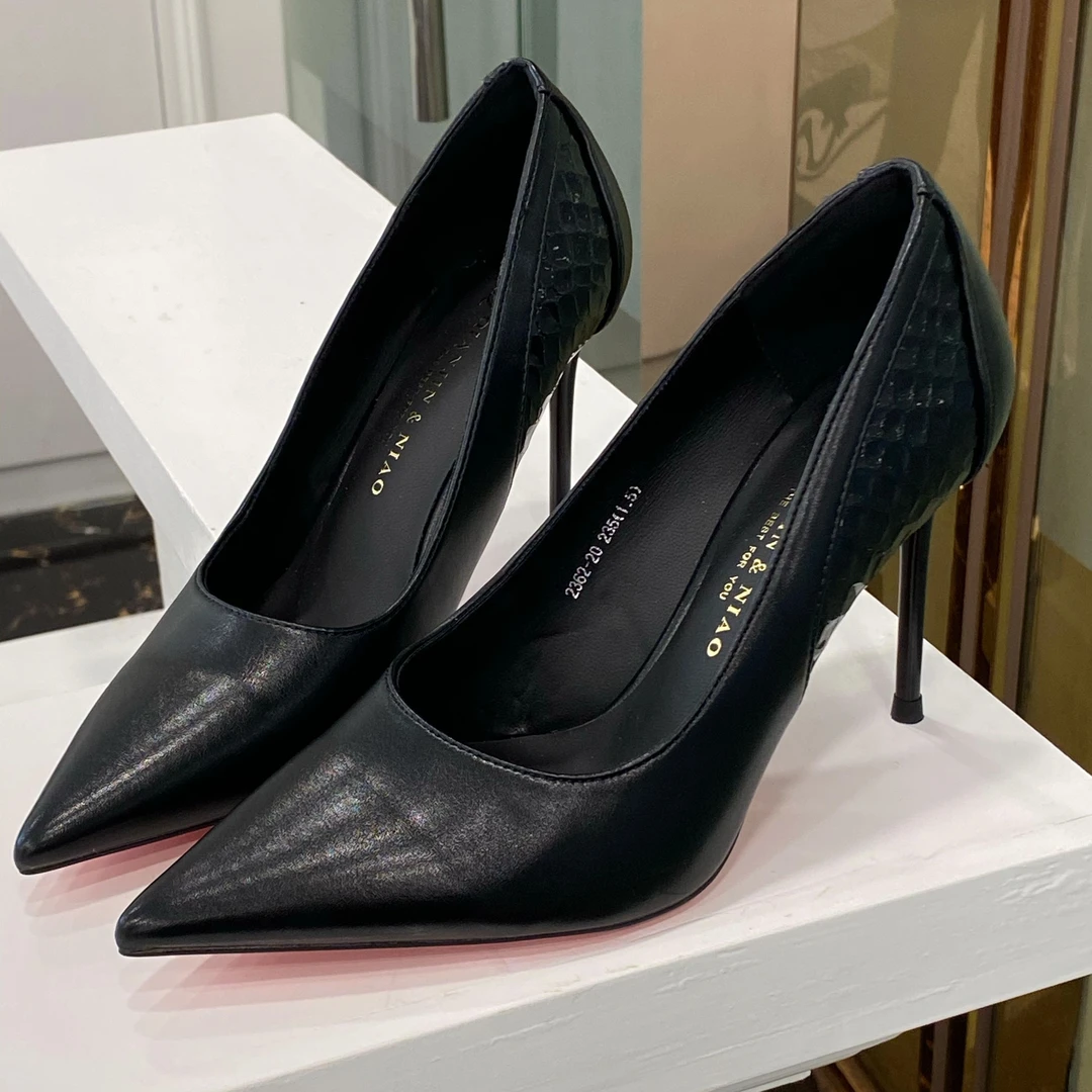 2025新款漆皮高跟鞋约会尖头浅口细跟单鞋晚礼服鞋2362-20