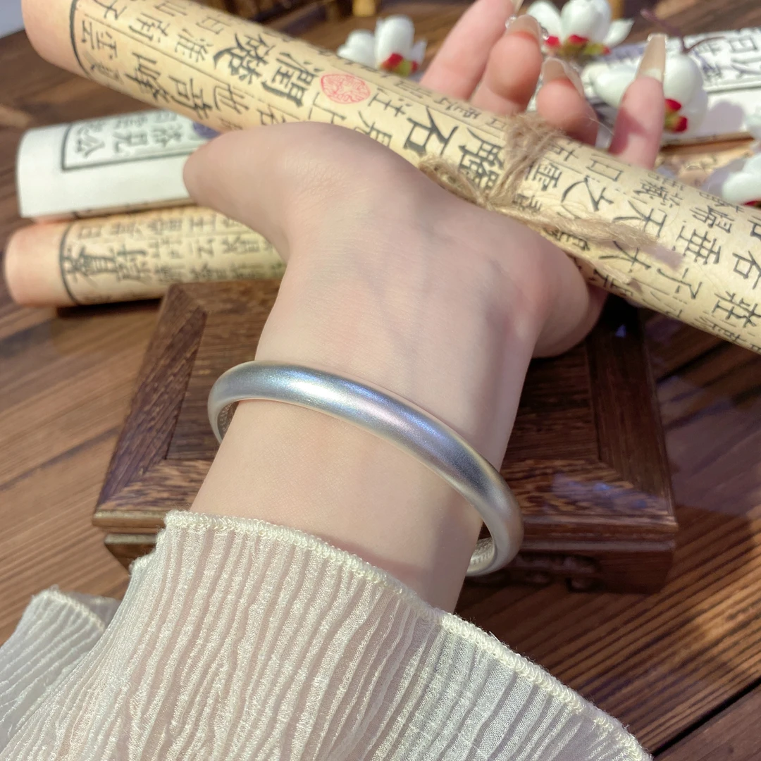 足银手镯 足银999.9古法心经泥鳅背约 32克 520礼物送女友送老婆