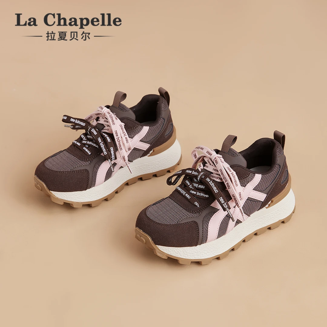 拉夏贝尔双系带小众百搭休闲板鞋2025秋季新款厚底时尚运动鞋女鞋