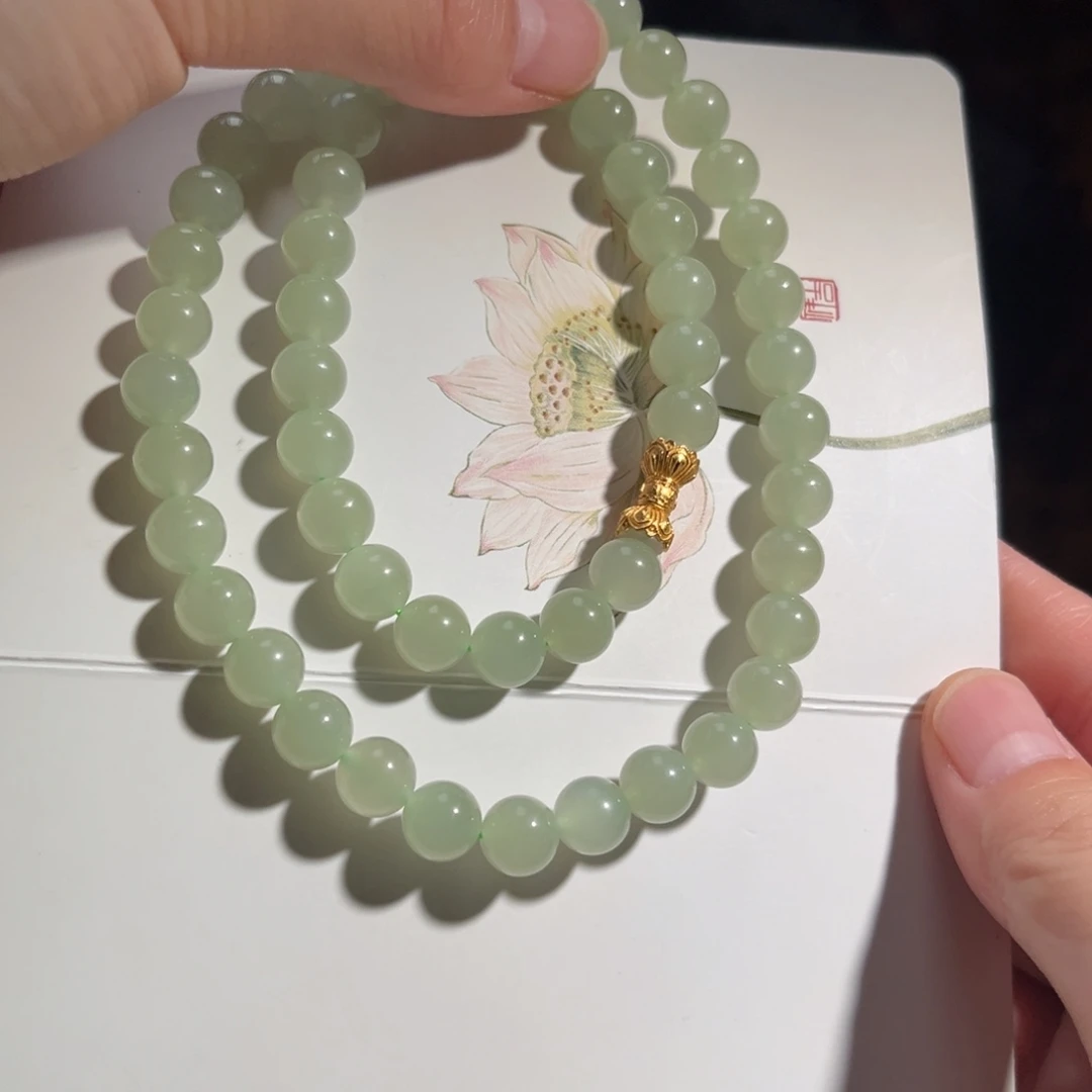 和田玉银S925镶嵌颈饰高冰晴水8mm390