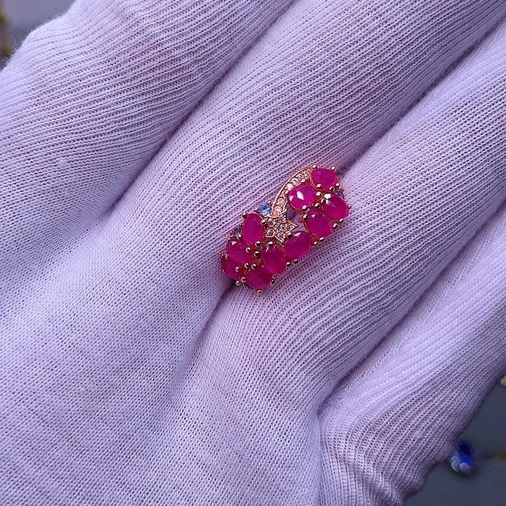 红宝石戒指银S925镶嵌