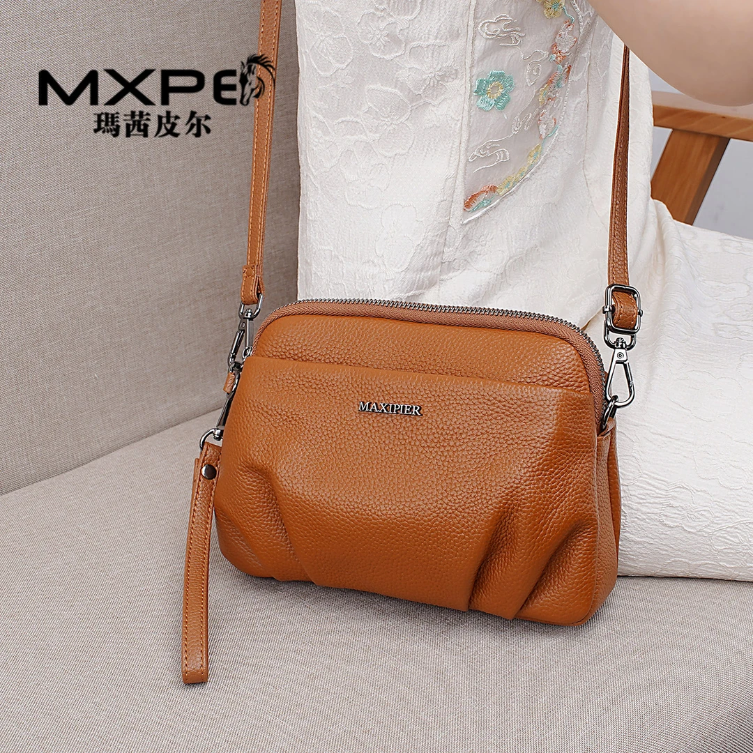 女士斜挎包大容量真皮手拎包包2025年新款手机零钱包女妈妈牛皮包