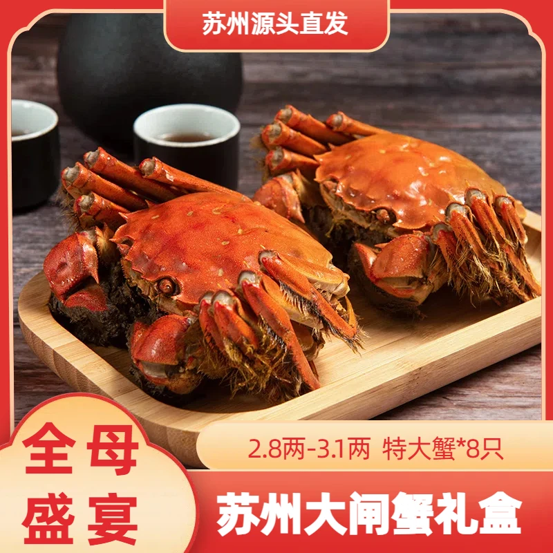 【活蟹】苏州大闸蟹全母盛宴活蟹现发2.8-3.1两8只装精品礼盒