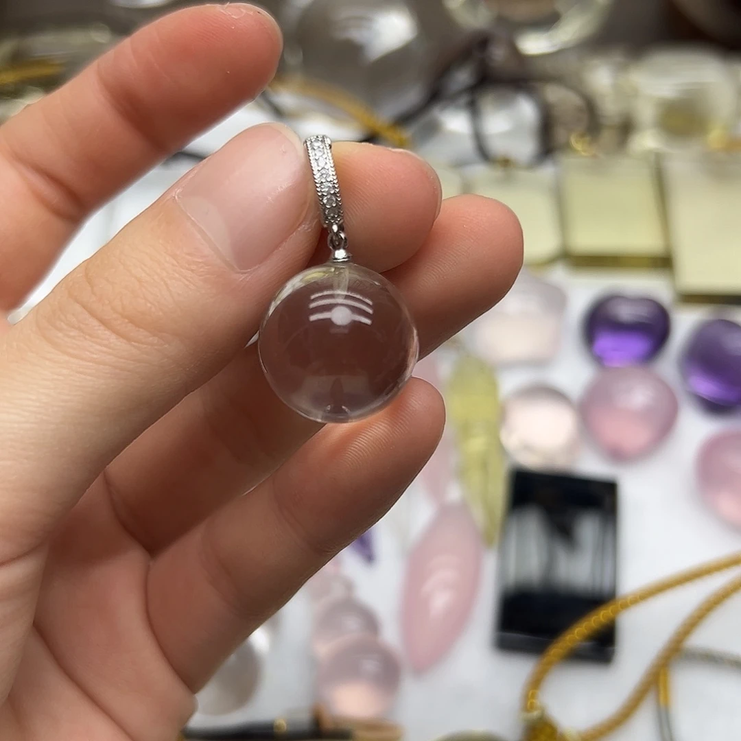 水晶未镶嵌颈饰白水晶球