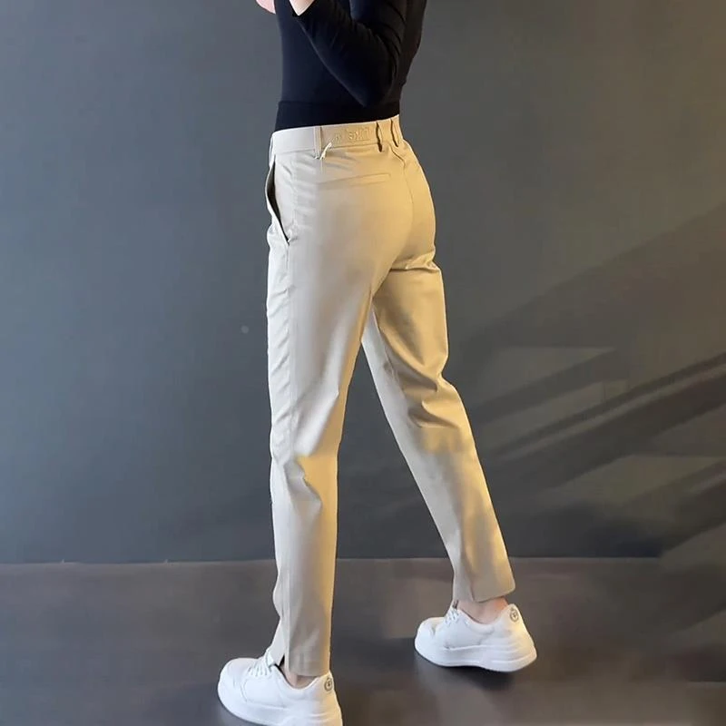 高档男装大码春秋男士时尚新款修身净色休闲长裤2025年直筒高级感
