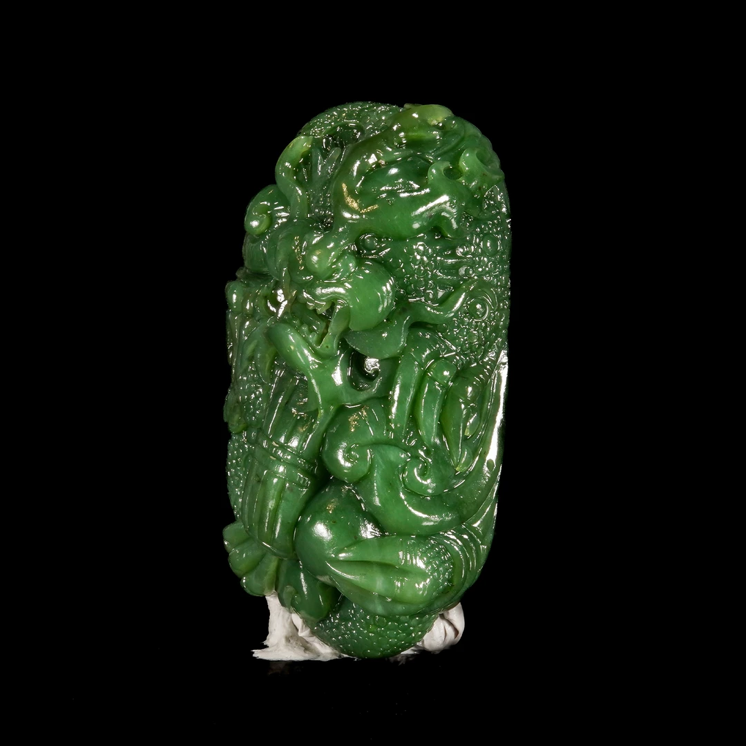 LOT.043和田碧玉雕龙纹暖手/X4115