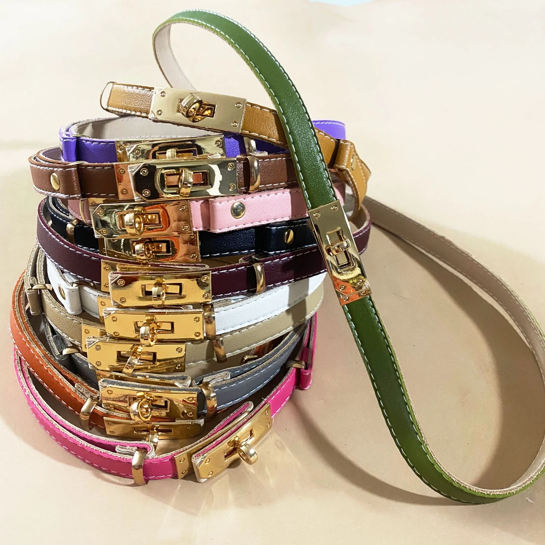 2025小众时尚牛皮真皮 男女士可调节细腰带 免打孔 18个颜色可选