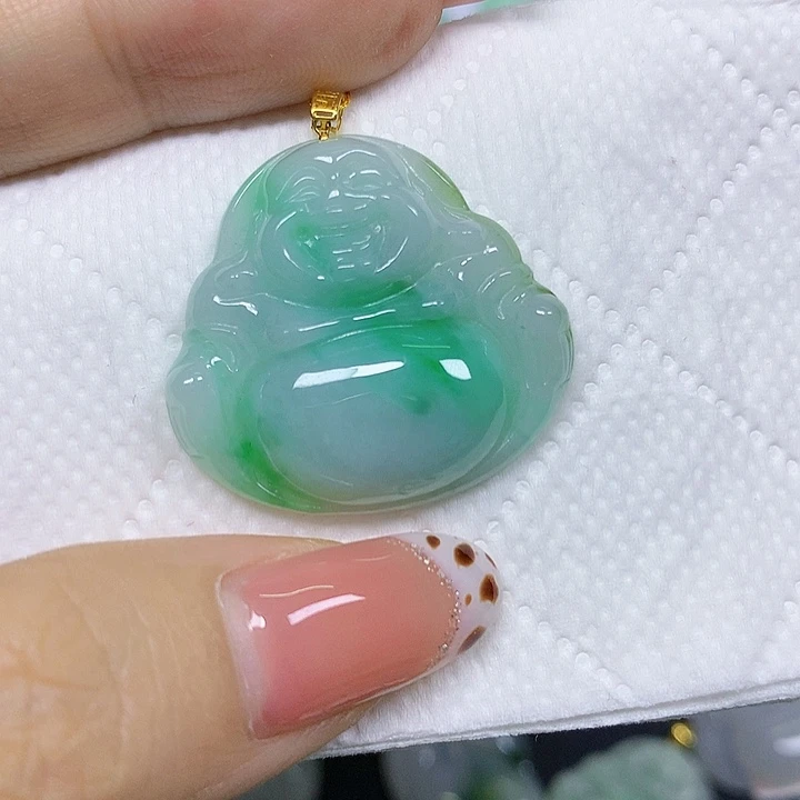 翡翠18K金镶嵌颈饰挂件