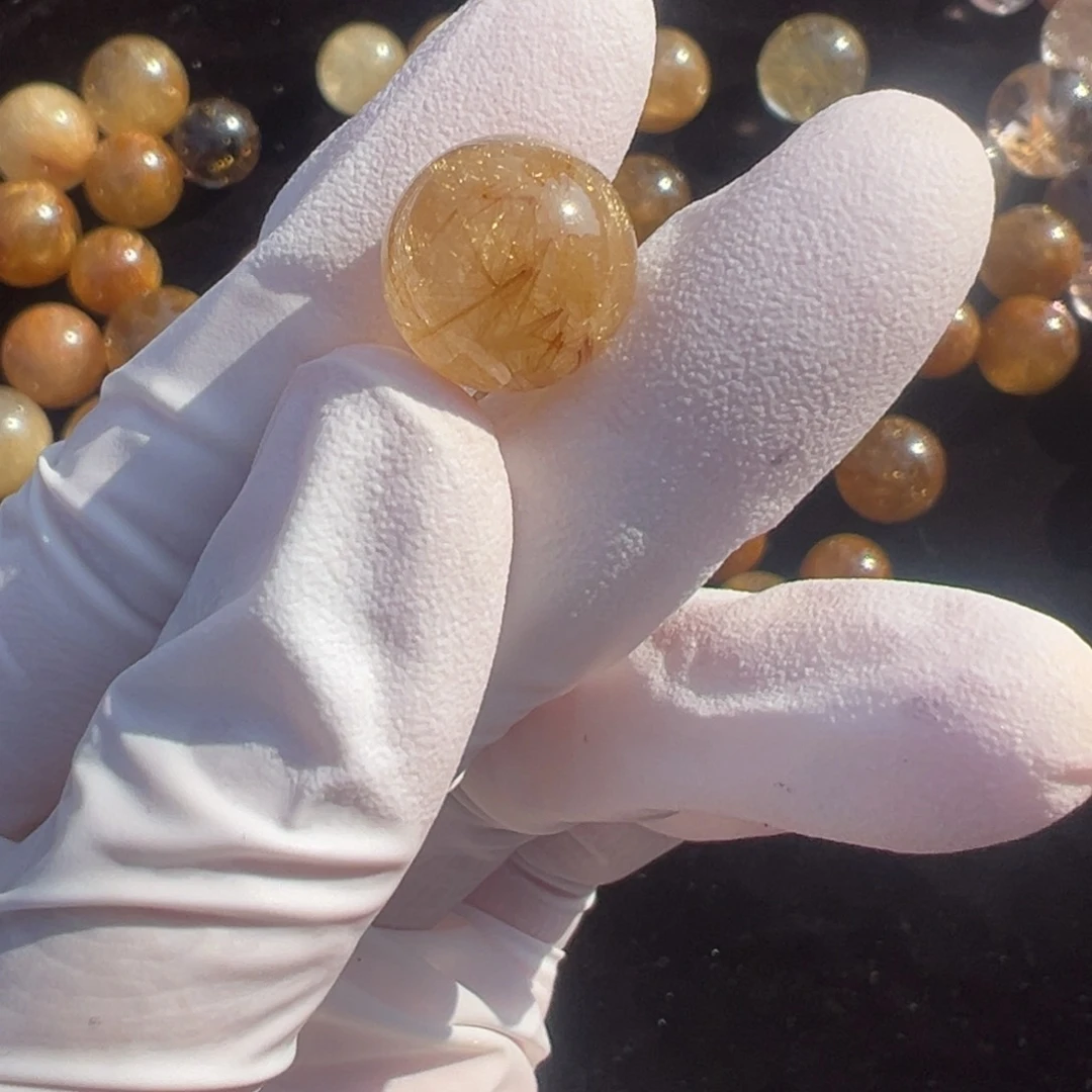 水晶发晶单珠12.6mm定制打孔不退换未镶嵌笑*?