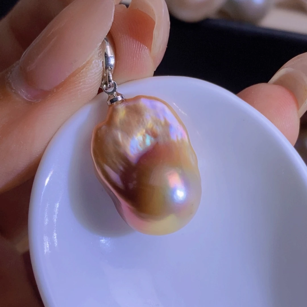 银S925镶嵌淡水珍珠微瑕