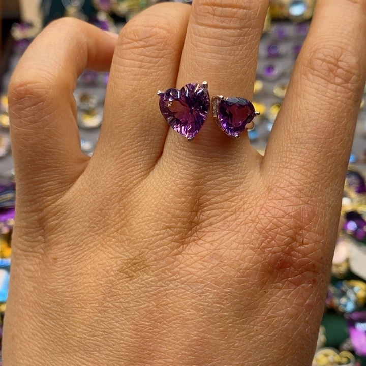 水晶戒指银S925镶嵌天然水晶戒指