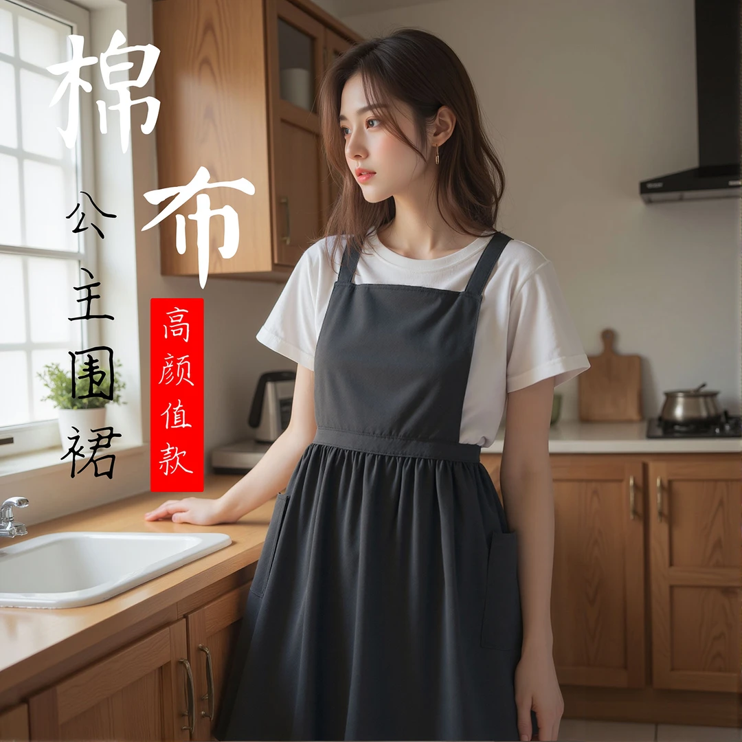 奶茶店围裙厨房家用艺术工作服餐饮上班专用干活厨房专用半身围裙