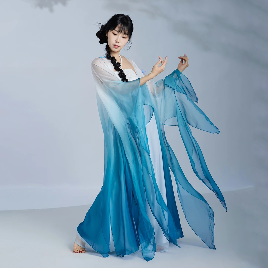 华丽独秀古典舞舞蹈服飘逸显瘦破烂袖纱衣练功服国风爵士演出服女