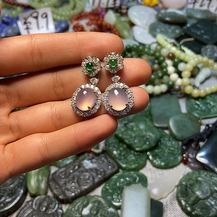 合金耳钉玛瑙/玉髓玛瑙耳钉