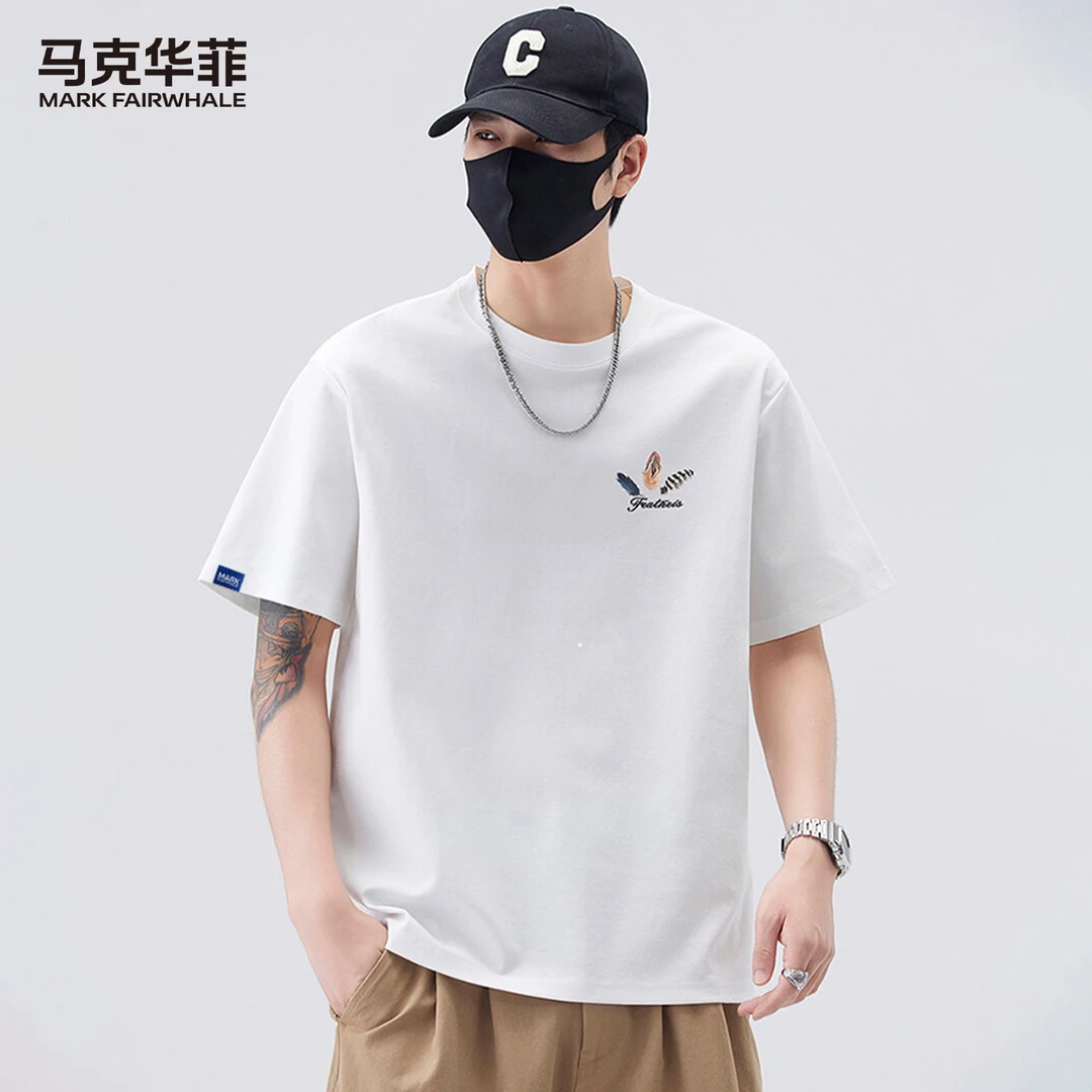 【凉爽冰棉】马克华菲休闲圆领T恤潮流宽松印花半袖百搭国潮T恤上衣