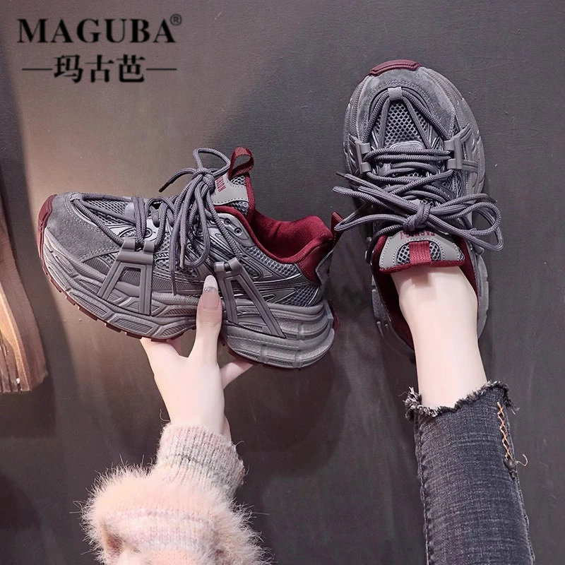 MAGUBA/玛古芭女鞋轻便透气百搭时尚休闲鞋女潮款厚底增高老爹鞋