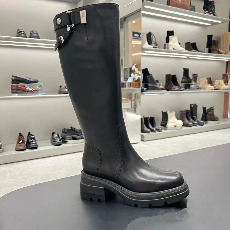 2025新款马鞍靴英伦风靴士长靴高筒厚底女靴EEZ42