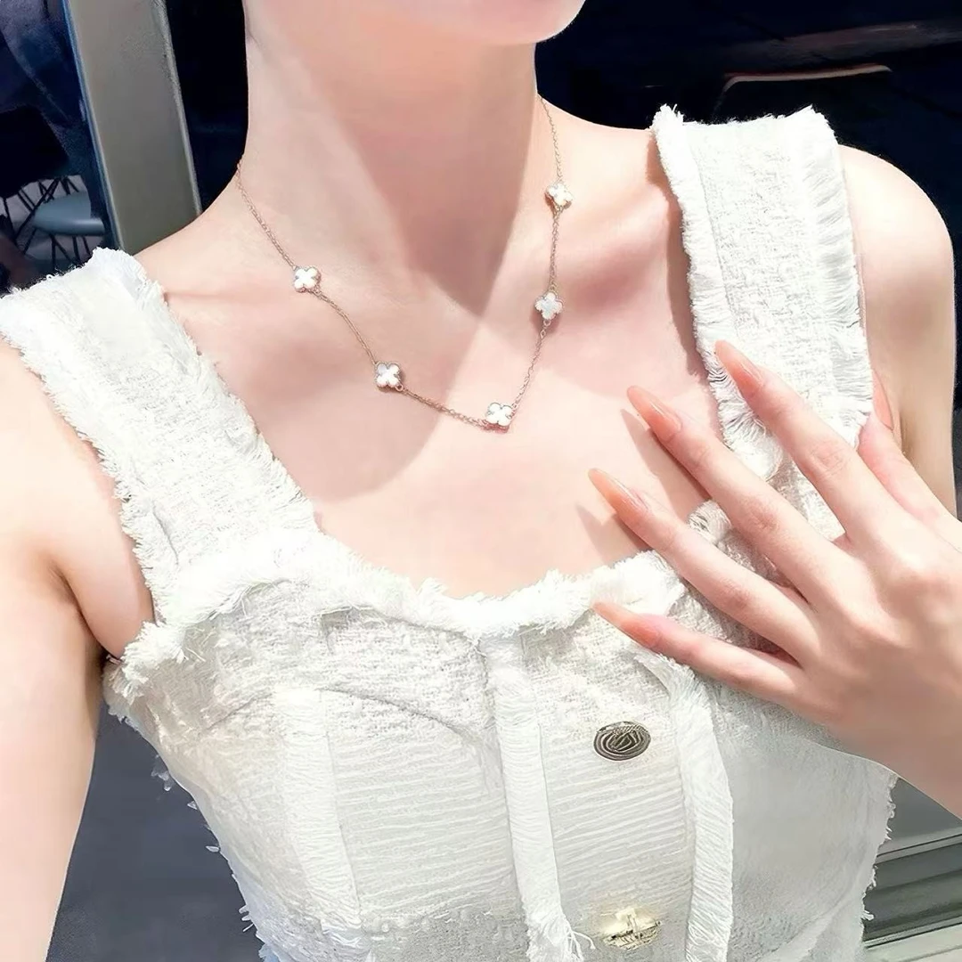 钛钢贝壳项链 钛钢贝壳项链 7mm小花水贝项链5花