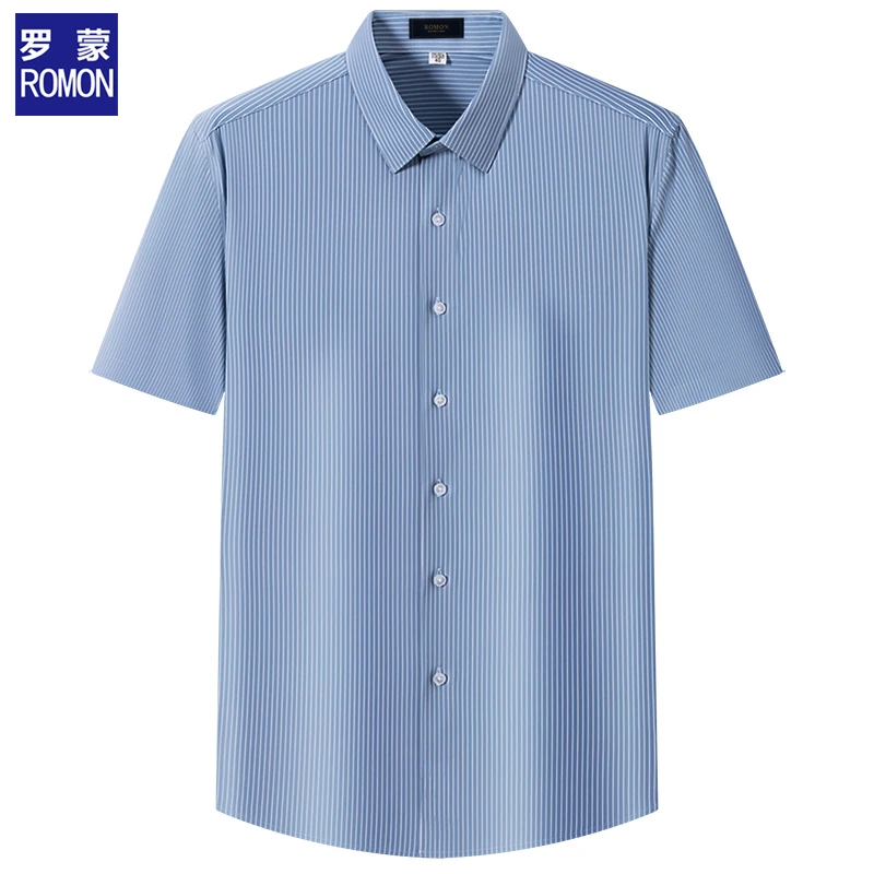 罗蒙2025夏季新款热卖款短袖衬衫中青年商务休闲亲肤抗皱半袖衬衣