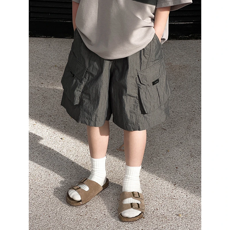 【现货】略略童装儿童夏款简约纯色大口袋工装短裤252KZ3808