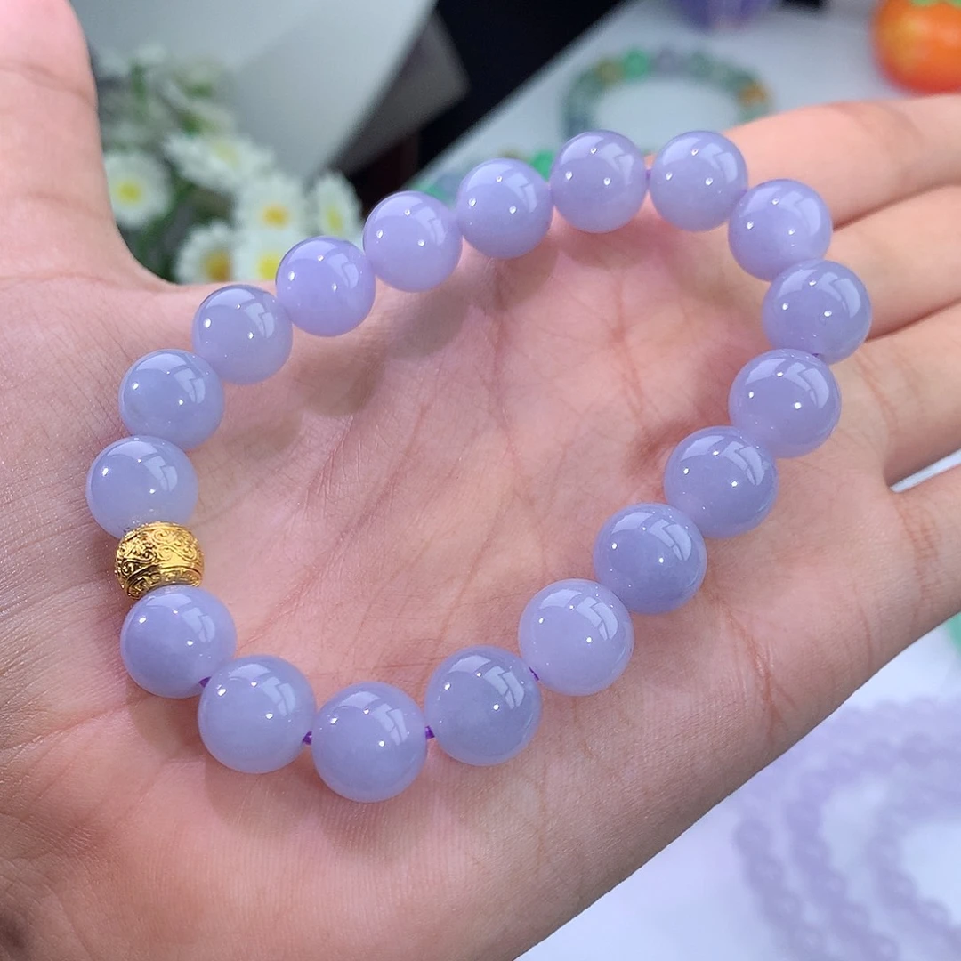 翡翠未镶嵌手链紫罗兰手串