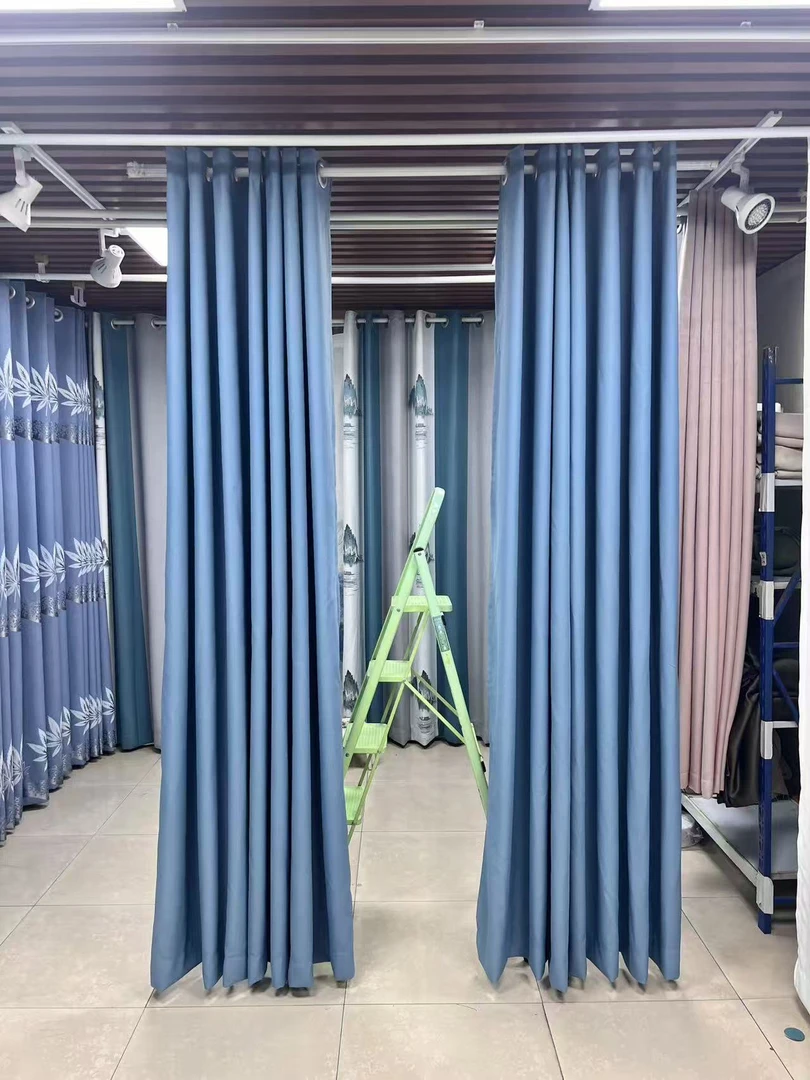 【福利】5米加厚雾霾蓝纯色成品窗帘（高2.5米，对分成两片）