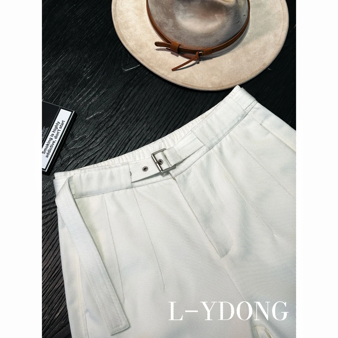L-YDONG【雅绅格调】轻奢老钱风休闲百搭直筒腰带休闲裤26201