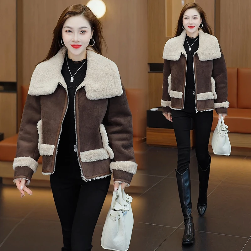 加绒加厚外套女2025秋冬新款洋气显瘦宽松百搭休闲夹克上衣