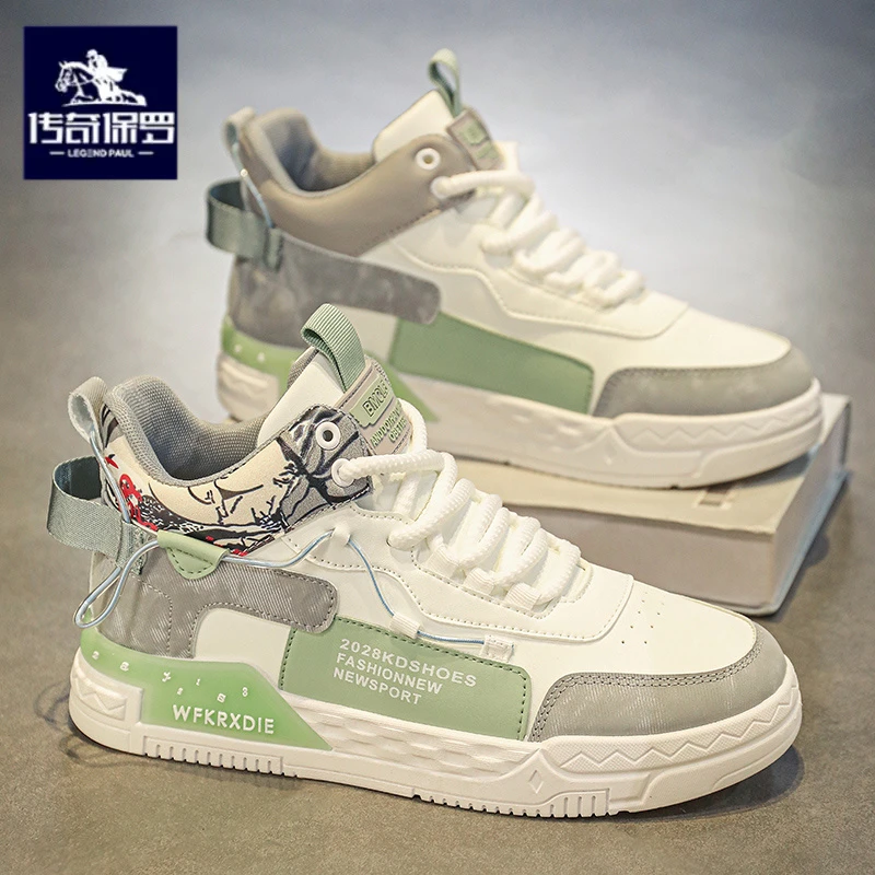传奇保罗正版高帮男鞋冬季潮牌运动板鞋男生设计感小众增高休闲鞋