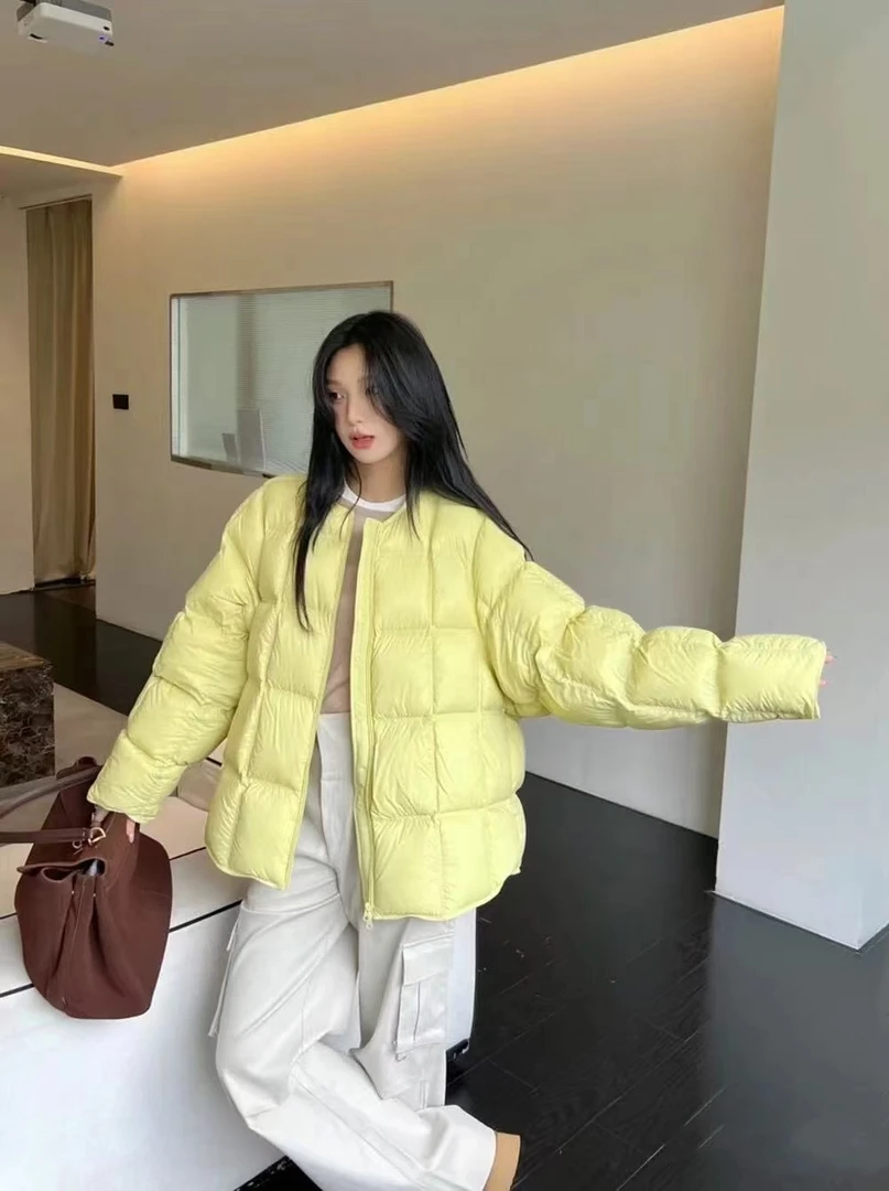 涵涵家~韩系纯色小方块宽松显瘦棉服棉衣#88071