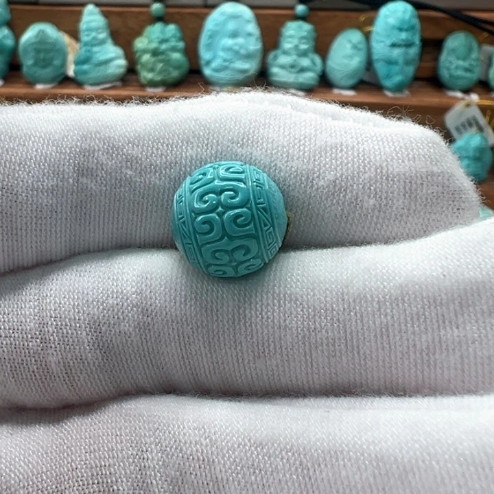 绿松石未镶嵌回纹珠11.3mm