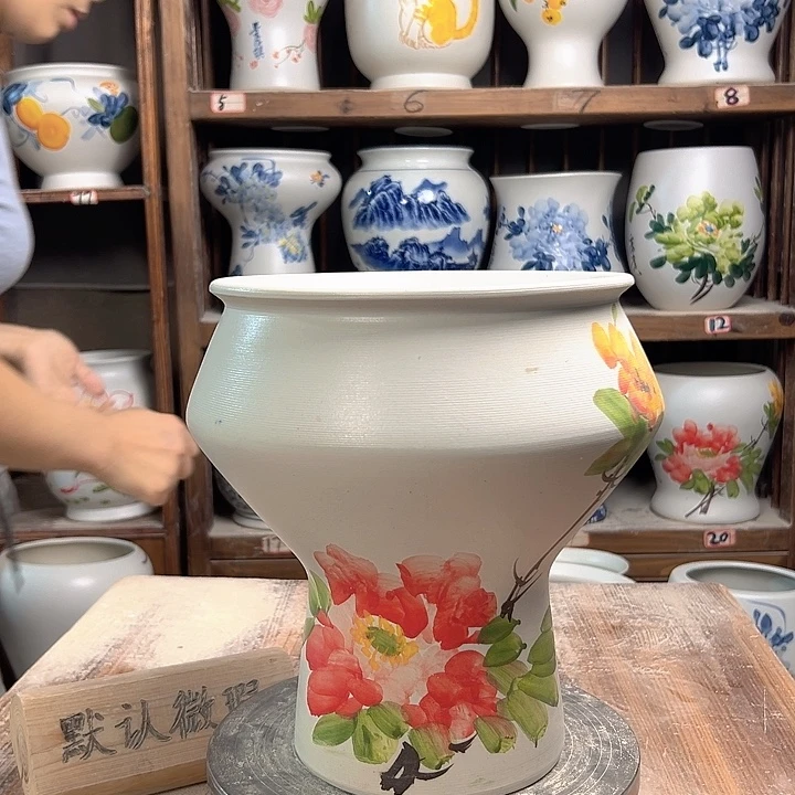 陶高脚牡丹陶瓷陶瓷