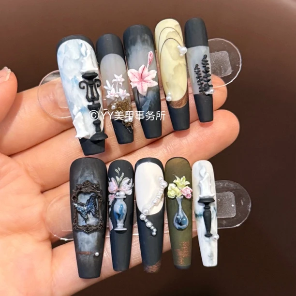 花钿003 下单后联系客服改发货时间否则无法制作 手工穿戴美甲