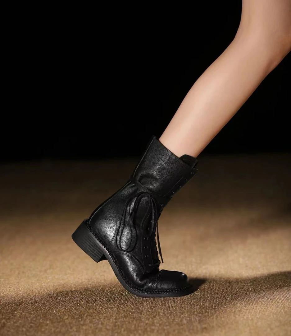 休闲高级马丁靴系带慵懒