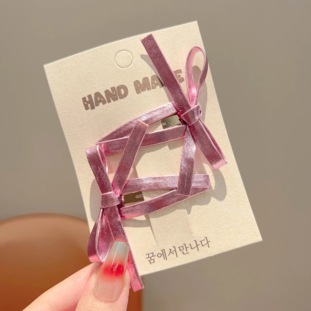 【粉色系】蝴蝶结发夹儿童头饰甜美爱心发卡气质小香风刘海碎发bb