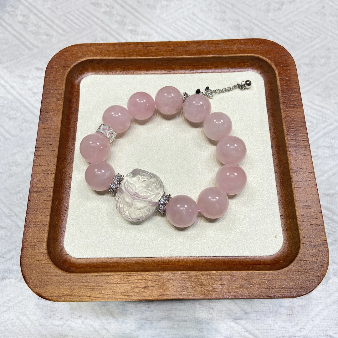 【绯月狐守】diy狐牌粉水晶12mm  多样性发一 配证书