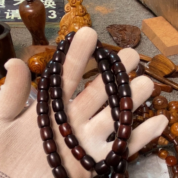 韩***蛋香榧木小叶紫檀桶珠1.0