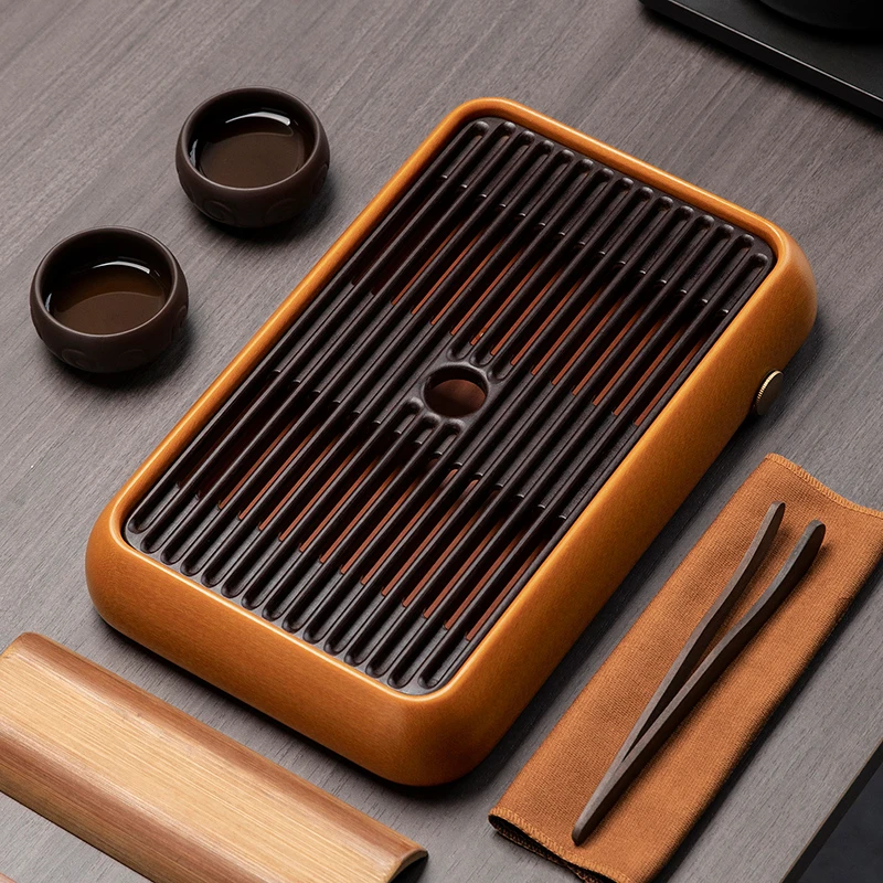 新中式高档轻奢电木茶盘排水储水式两用小茶台茶托盘家用客厅阳台